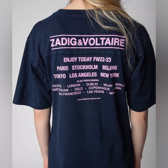 ZADIG & VOLTAIRE - BOW PHOTOPRINT STRASS - NAVY 🤩 NWT - Picture 5 of 8